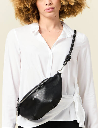 Sac banane simili cuir noir femme