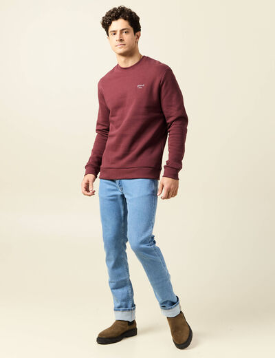 Sweat manches longues rouge foncé homme