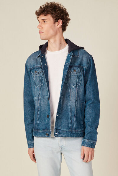 Blouson en jean à capuche denim stone homme