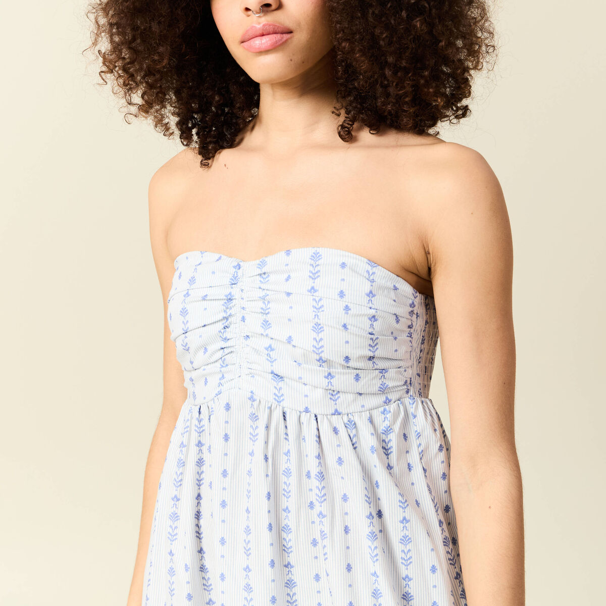 Robe sans manches en coton bleu clair femme