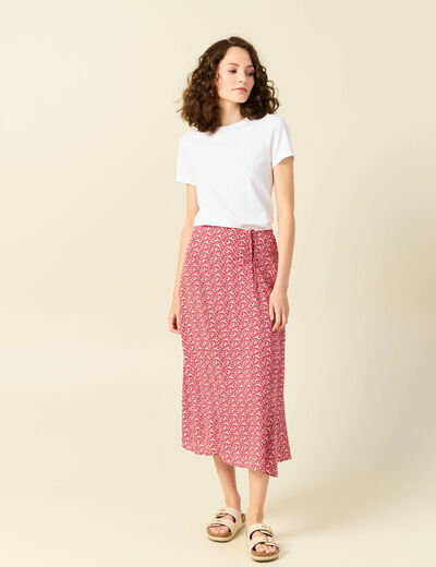 Jupe longue portefeuille rouge femme