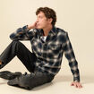 Surchemise oversize en coton bleu marine homme