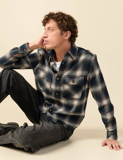 Surchemise oversize en coton bleu marine homme
