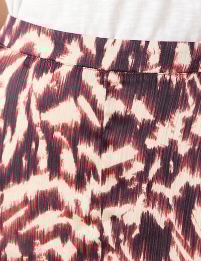 Jupe midi évasée fluide marron femme