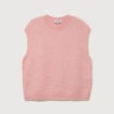 Pull droit court sans manches col rond rose pastel femme