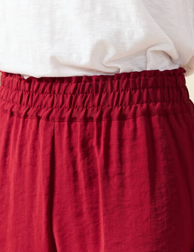 Pantalon large fluide rouge foncé femme