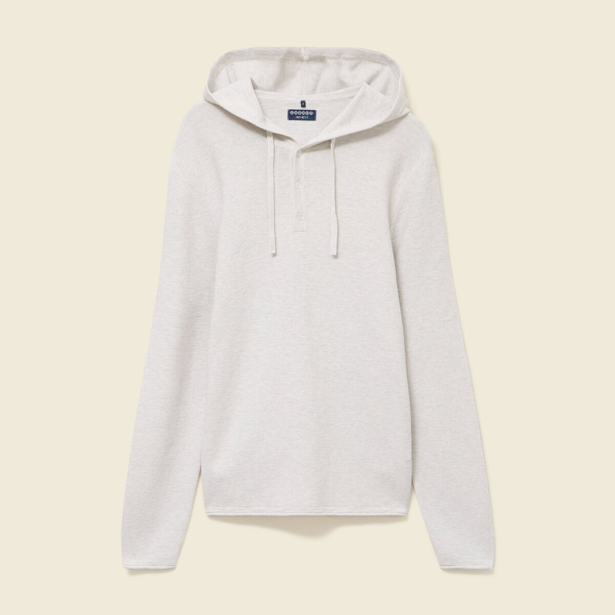 Pull fin en coton &agrave; capuche ecru homme