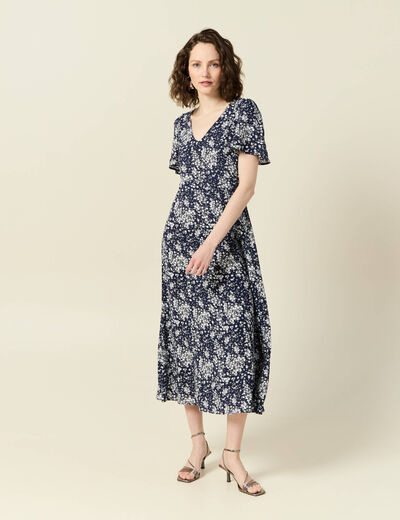 Robe longue éco-responsable bleu femme