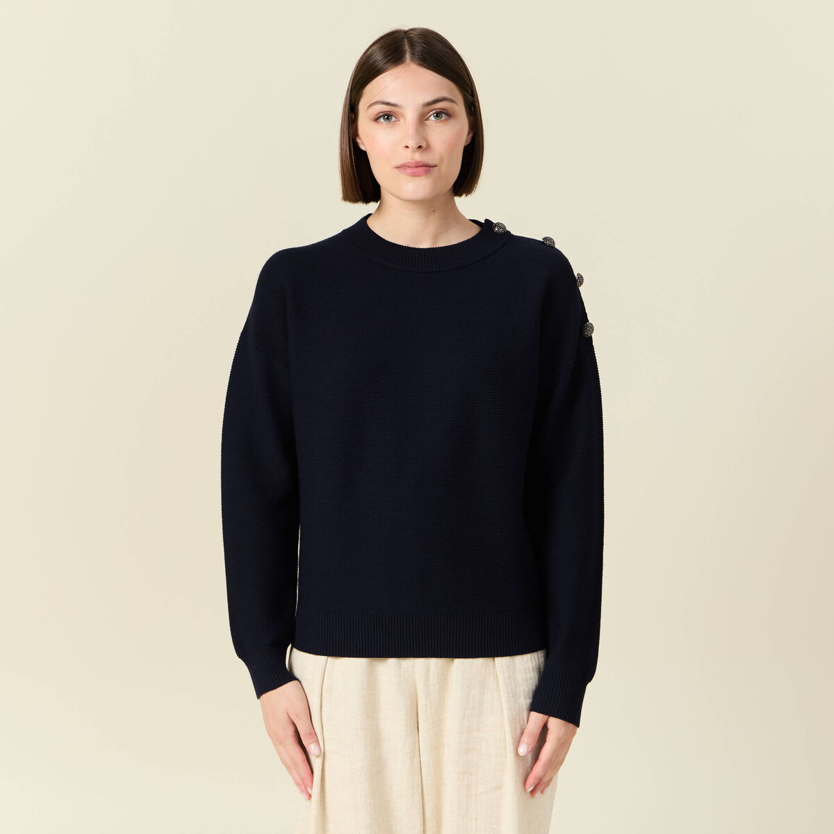 Pull éco-responsable bleu marine femme
