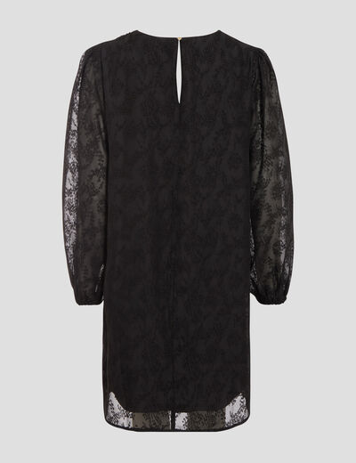 Robe droite manches longues noir femme