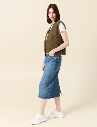 Gilet sans manches matelassé vert kaki femme