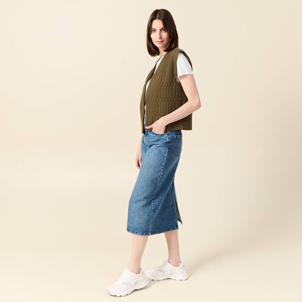 Gilet sans manches matelassé vert kaki femme