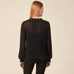 Blouse manches longues plissée noir femme