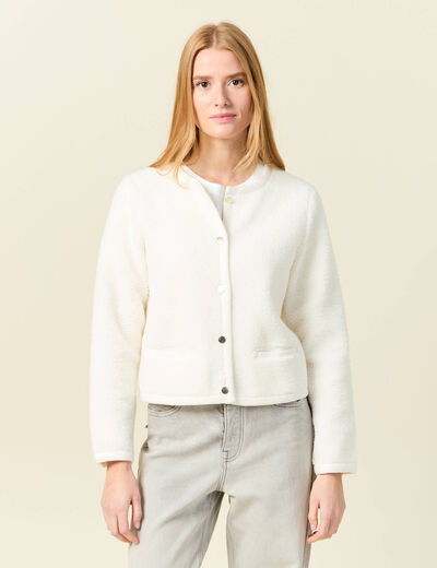 Gilet manches longues ecru femme