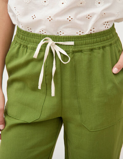 Pantalon taille standard vert olive femme