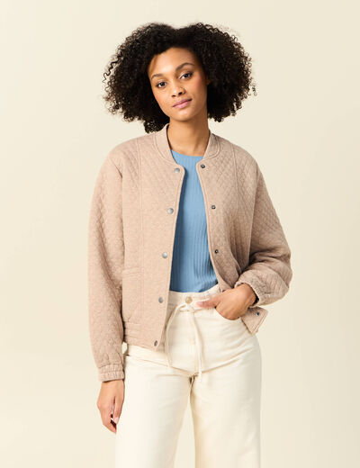 Gilet matelassé boutonné creme femme