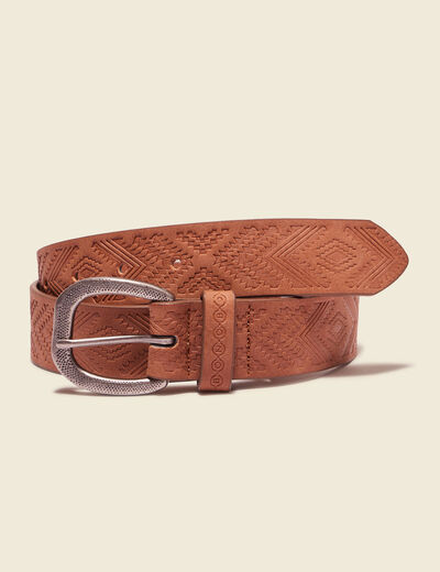 Ceinture embossée marron femme