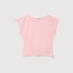 T-shirt col bateau manches courtes rose clair femme