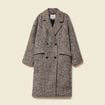Manteau long oversize col montant gris fonc&eacute; femme