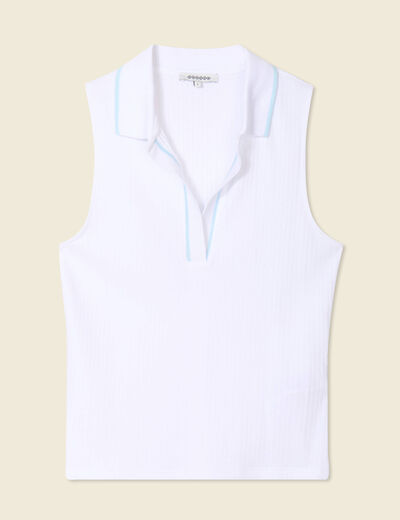 Polo sans manches blanc femme