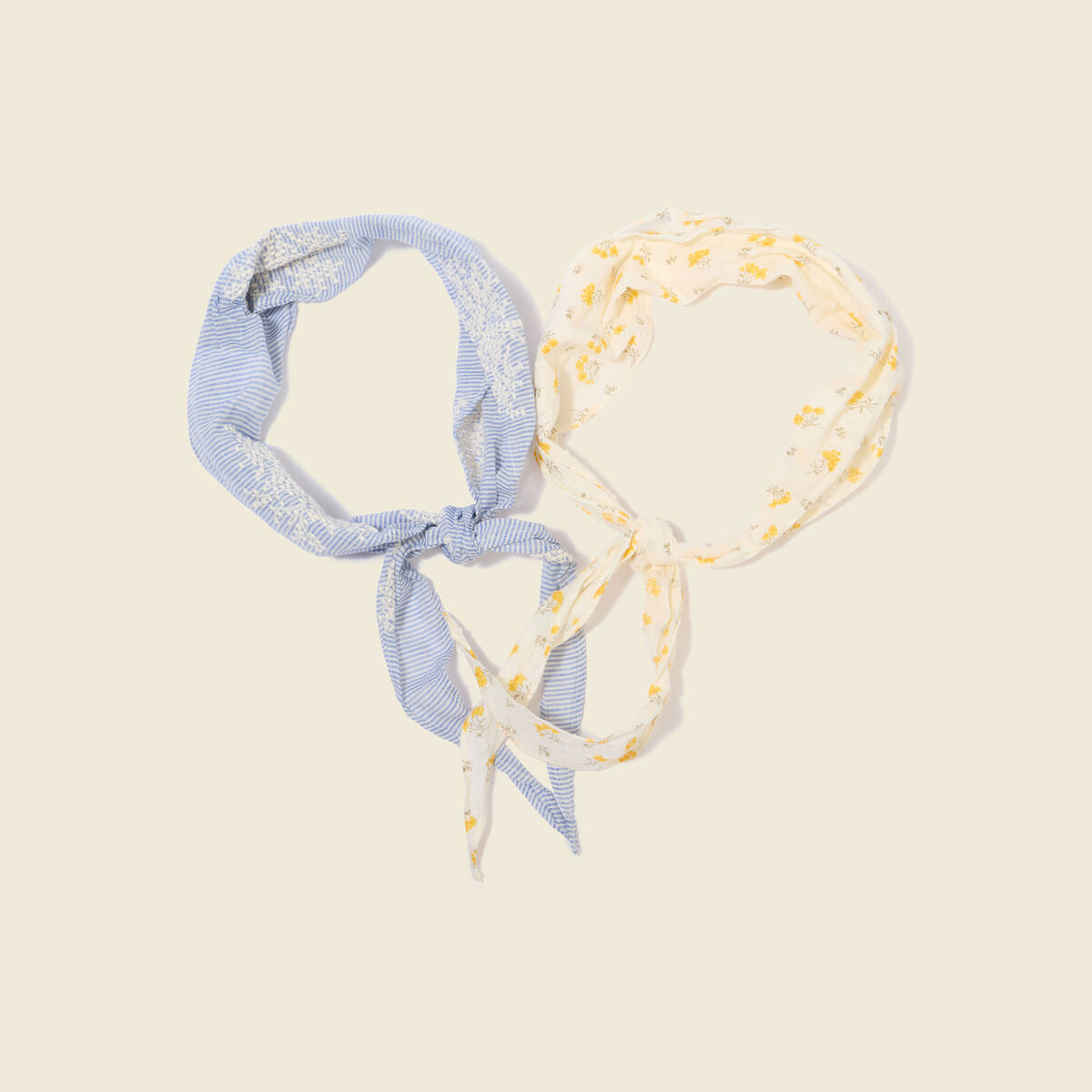 Lot de 2 foulards en coton bleu ciel femme