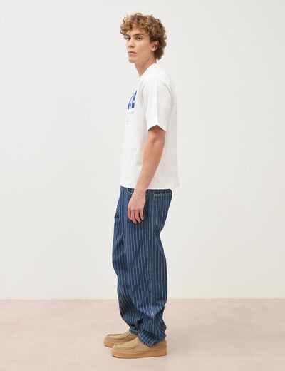 Jeans large ray&eacute; longueur 32 denim stone homme