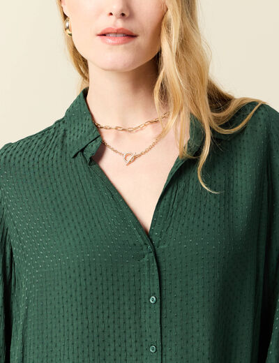 Chemise manches longues vert foncé femme