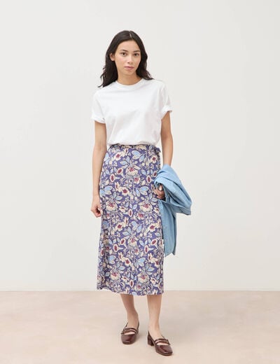 Jupe fluide bleu femme