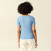 T-shirt manches courtes côtelé bleu clair femme