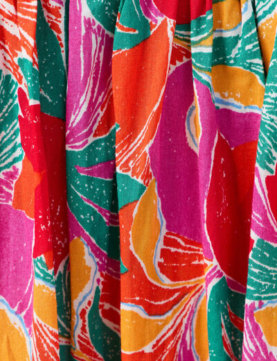 Jupe longue évasée multicolore femme