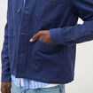 Surchemise droite en coton bleu fonc&eacute; homme