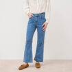 Jeans bootcut cropped taille bascul&eacute;e denim used femme