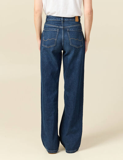 Jeans large taille haute denim brut femme