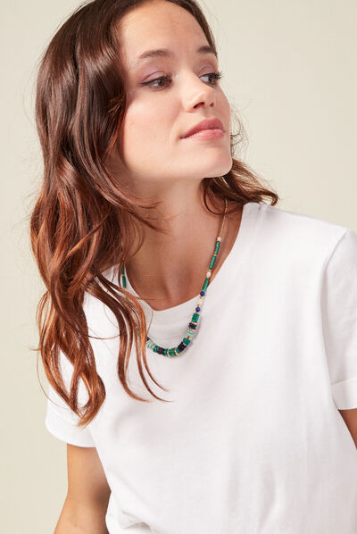 Collier avec perles bleu turquoise femme