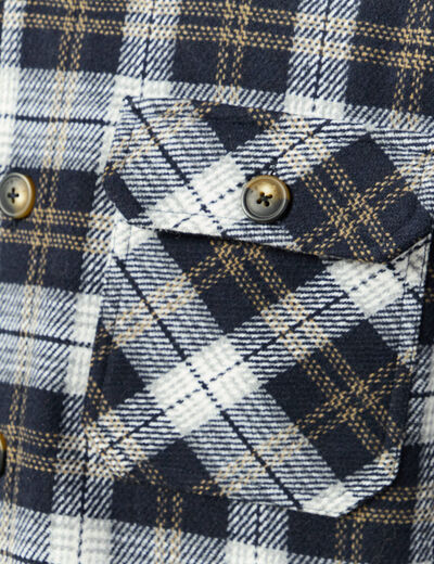 Surchemise oversize courte doubl&eacute;e bleu marine homme