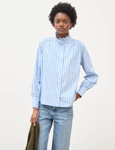 Chemise manches longues col montant multicolore femme