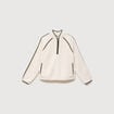 Sweat droit bouclette col montant ecru femme