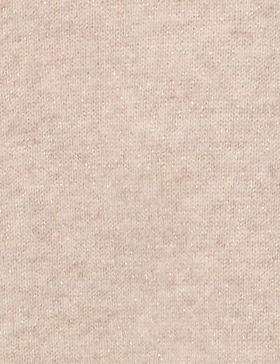 Pull droit col v manches longues creme femme