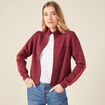 Gilet manches longues zippé prune femme