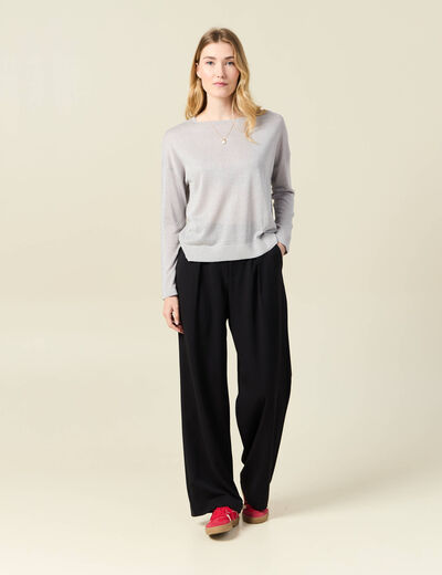 Pull manches longues gris clair femme