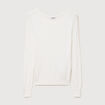 Pull droit col bateau manches longues ecru femme