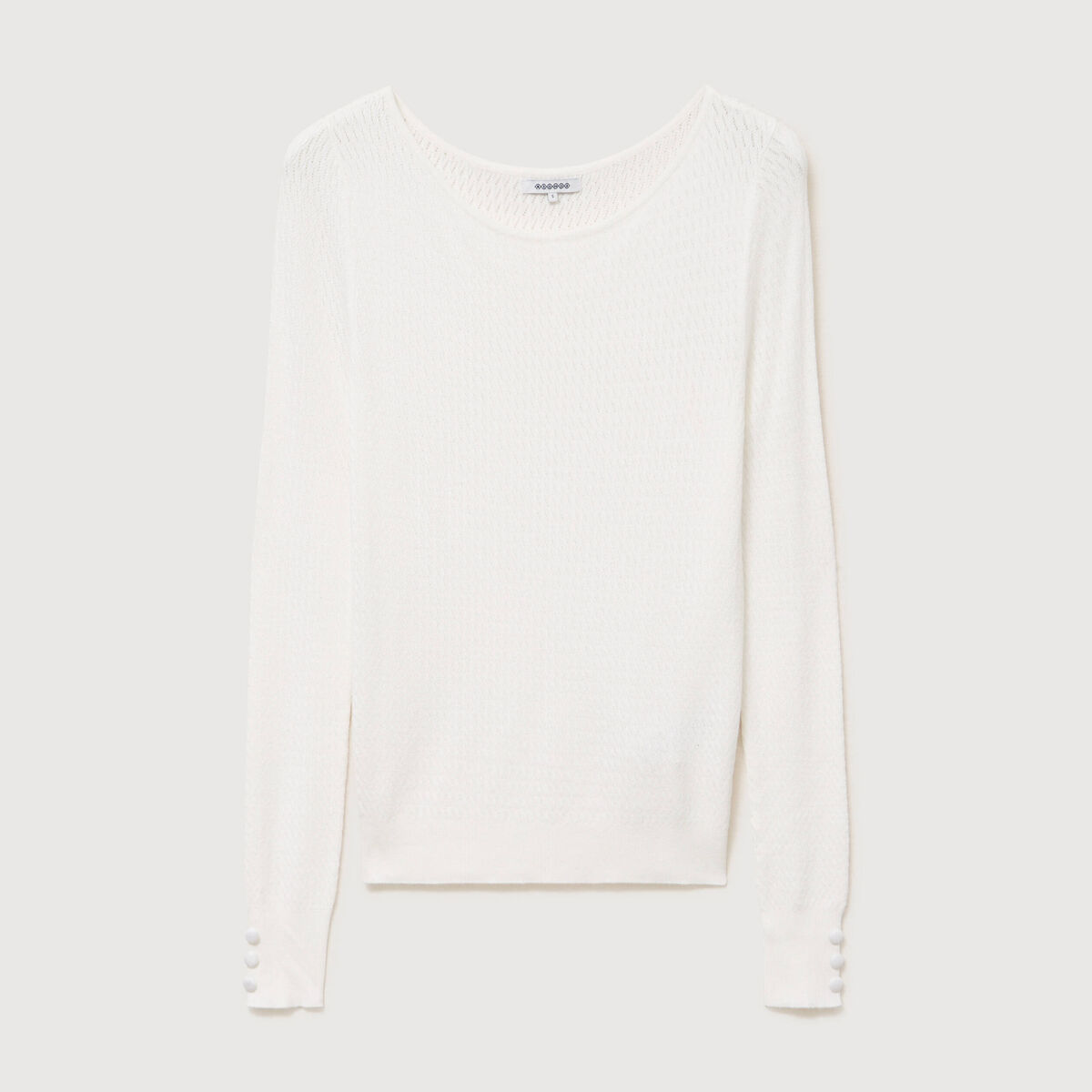 Pull droit col bateau manches longues ecru femme