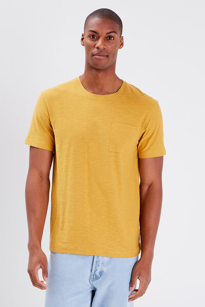 T-shirt manches courtes jaune moutarde homme