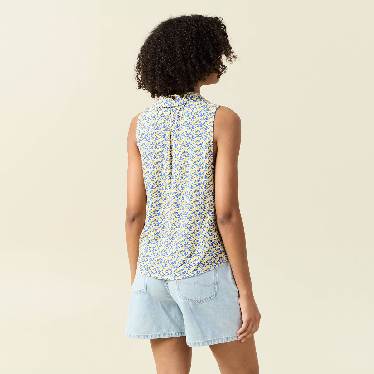 Blouse sans manches bleu femme