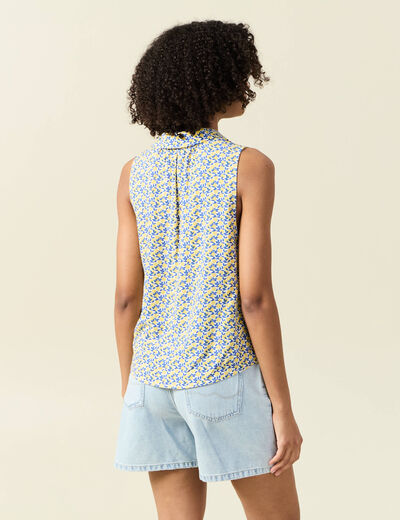 Blouse sans manches bleu femme