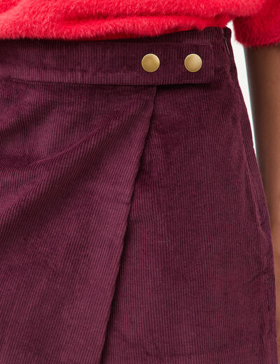 Jupe taille haute en velours prune femme