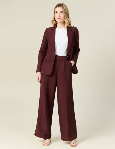 Pantalon large fluide bordeaux femme
