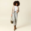 Jeans barrel slouchy taille haute 7/8ème denim gris clair femme