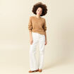 Pull manches longues col rond camel femme