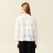 Blouse cintr&eacute;e dentelle manches longues ecru femme